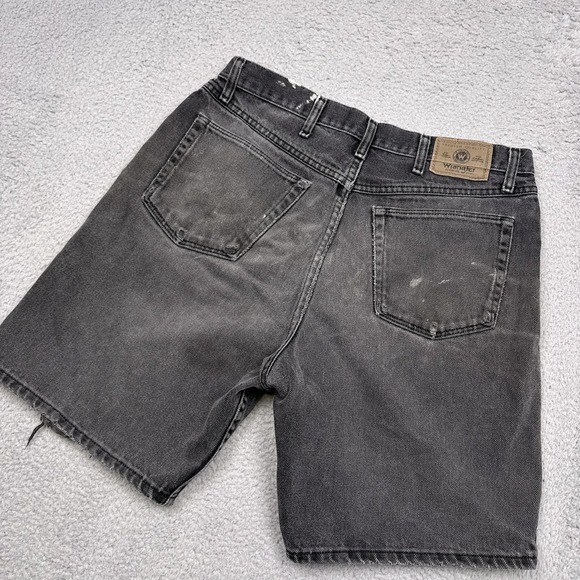 Wrangler Other - Wrangler Shorts Mens 34 Black Denim Cutoff Distressed Paint Workwear 10" Inseam